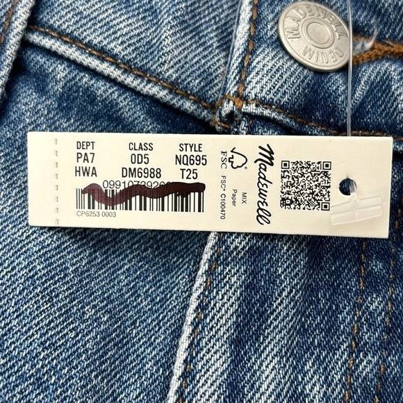 Madewell The Tall '90s Straight Crop Jean in Hazeldell Wash size 25T NWT NQ695 - Picture 10 of 14
